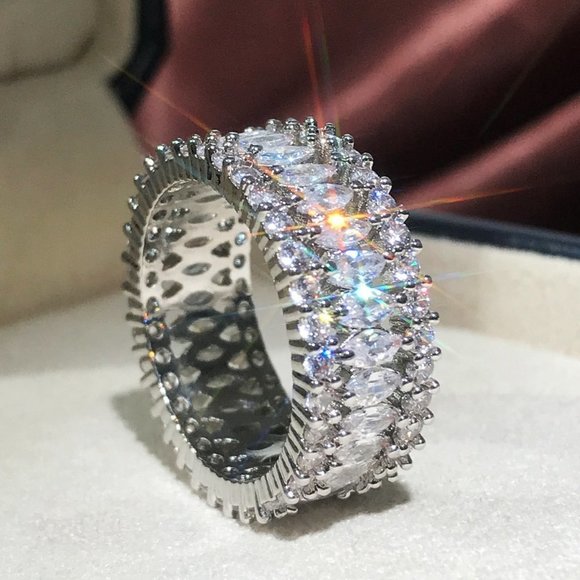 💞 Fashion Dainty Marquis Round Gems Beautiful Eternity Rings Women, PD168 - Picture 5 of 6